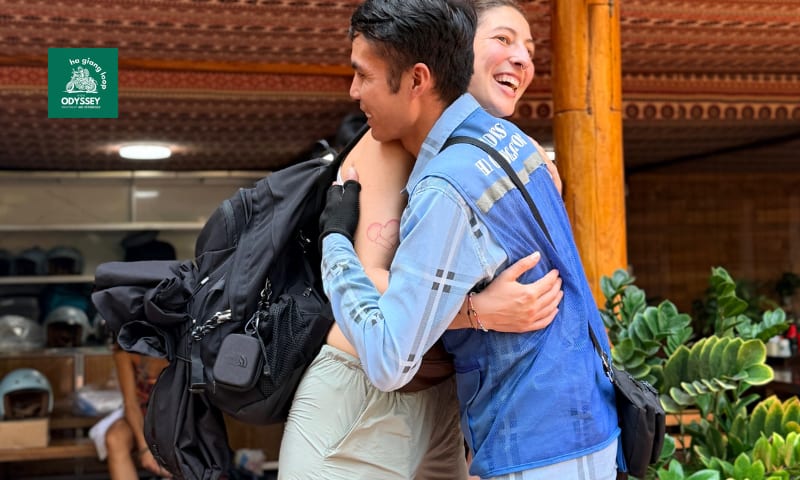 Backpacker self-riding on the Ha Giang Loop